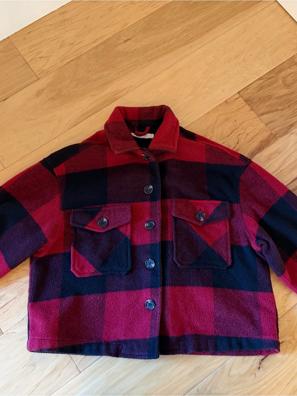 Hippie Rose Red and Black Plaid Utility Jacket- EXCELLENT used condition